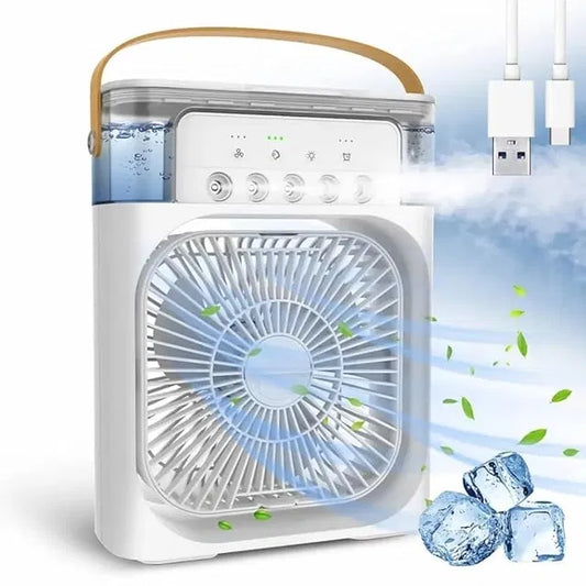Portable Mini Fan Cooler with 7 Colors LED Light